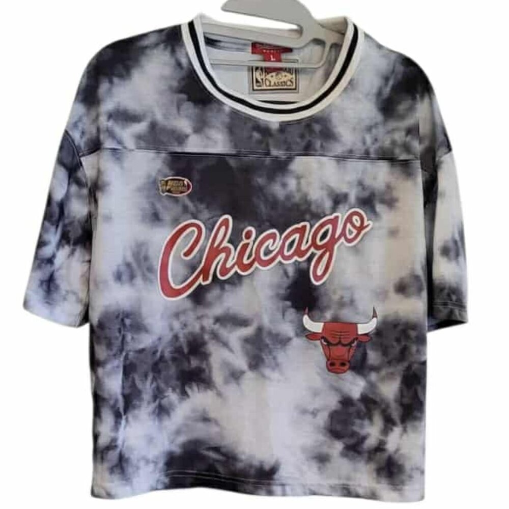 Chicago Bulls Hardwood Classics Tie-Dye Crop Top Women's Size L Basketball Fan